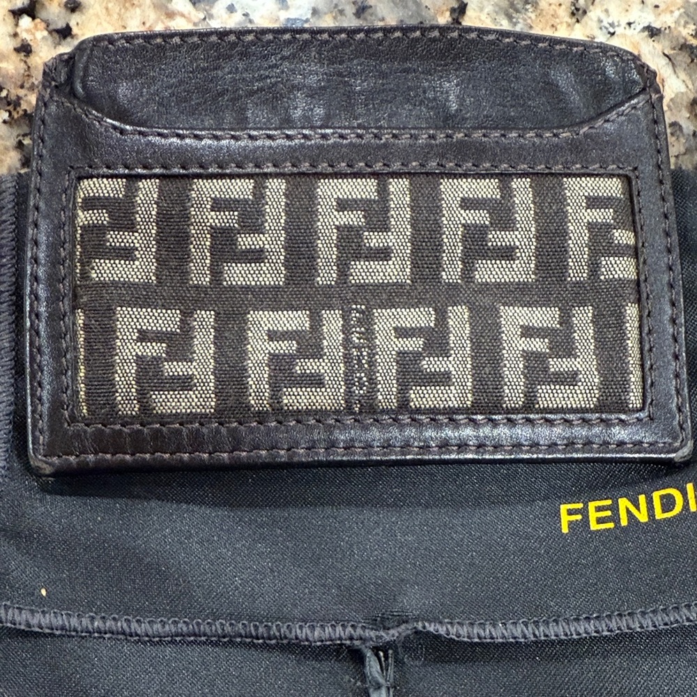 Fendi Monogram Black and Gray Card Holder